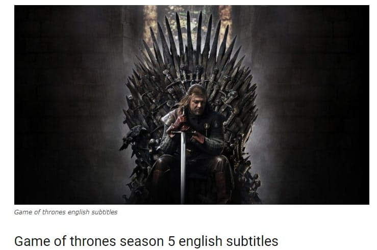How To Download Game Of Thrones Subtitles Season 1 2 3 4 5 6 7 8
