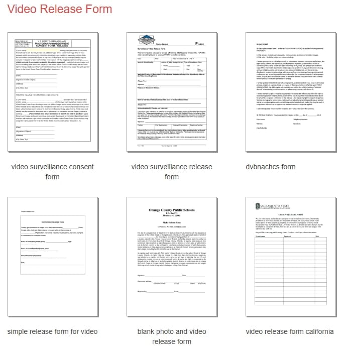 Talent Release Form For Filming And Video To Free Download