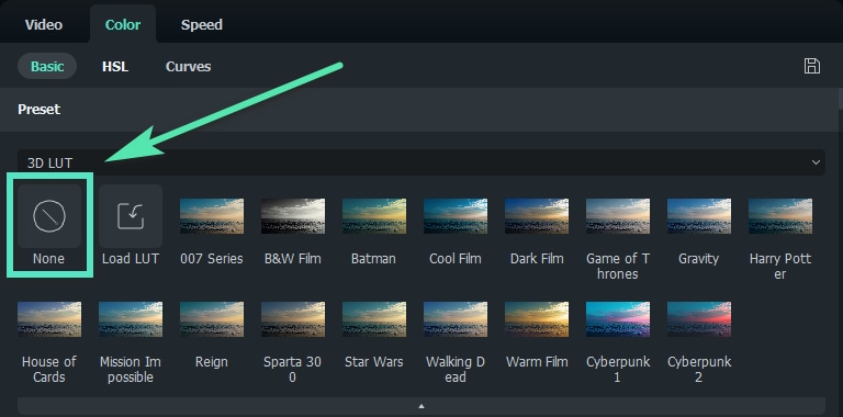 Nenhuma Escolha de Recurso 3D LUT