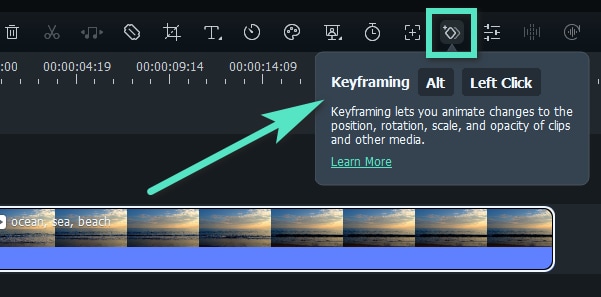 windows add keyframes in the timeline