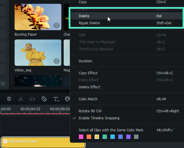 menghapus adjustment layer