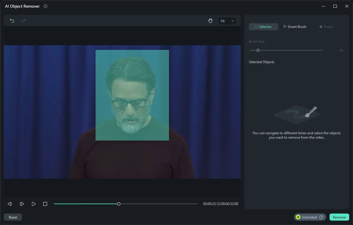 use smart brush to select area