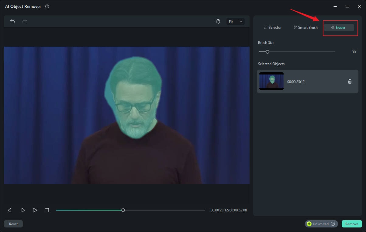 erase wrongly selected area