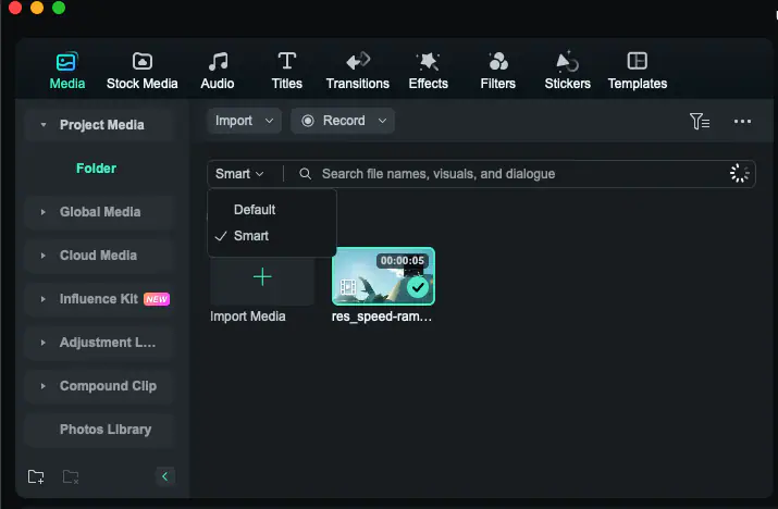 switch to smart in filmora