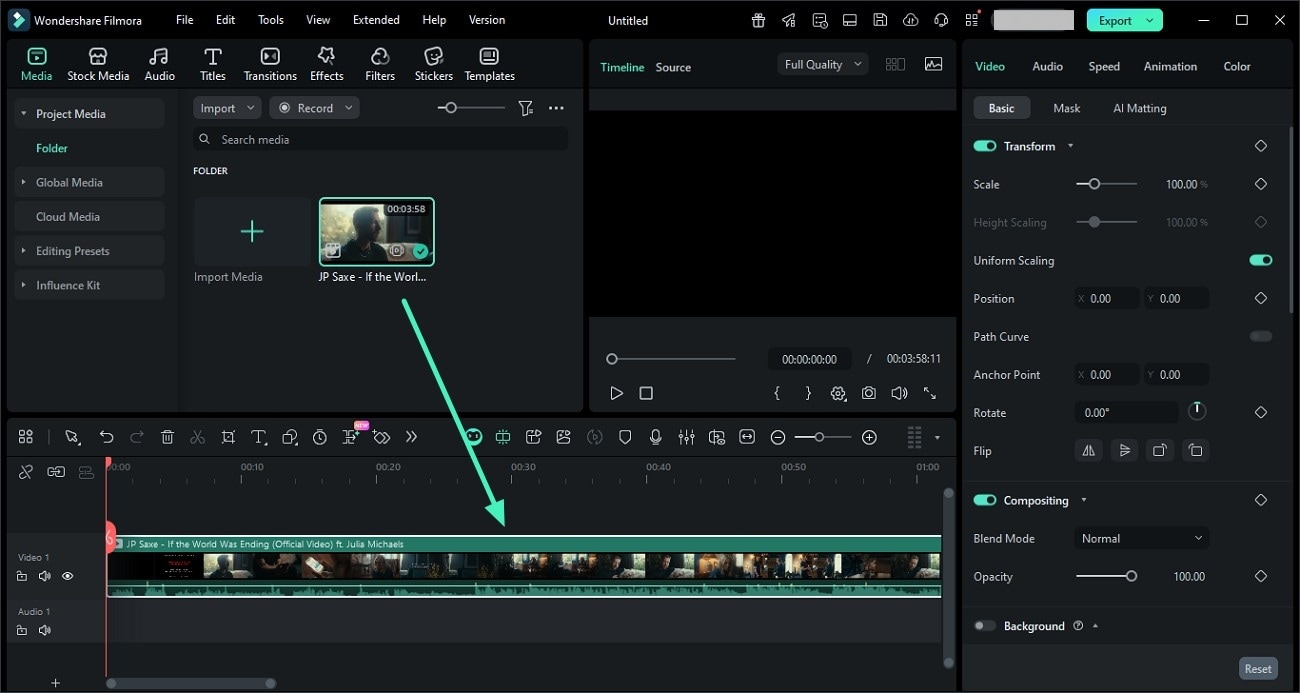 import files and drag to timeline