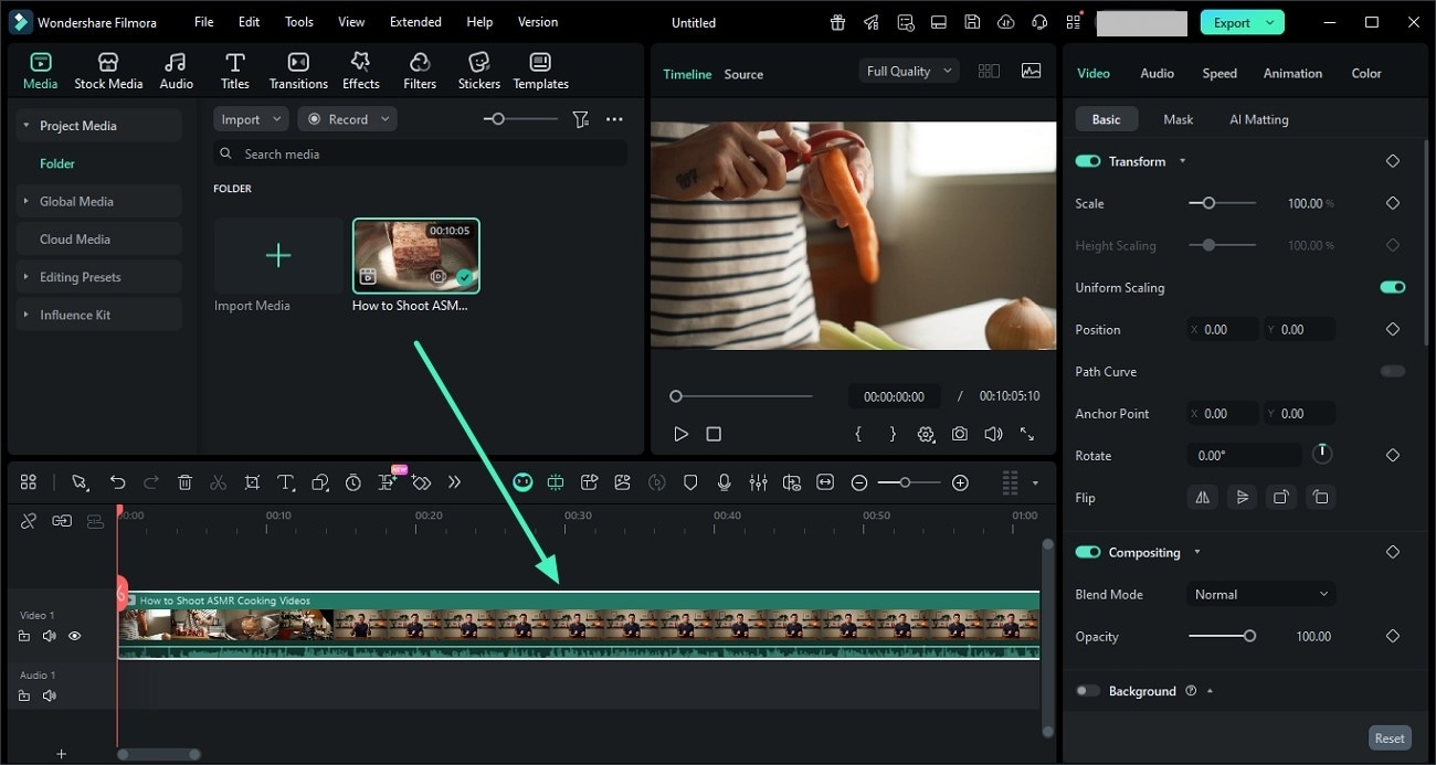 import file and add to timeline