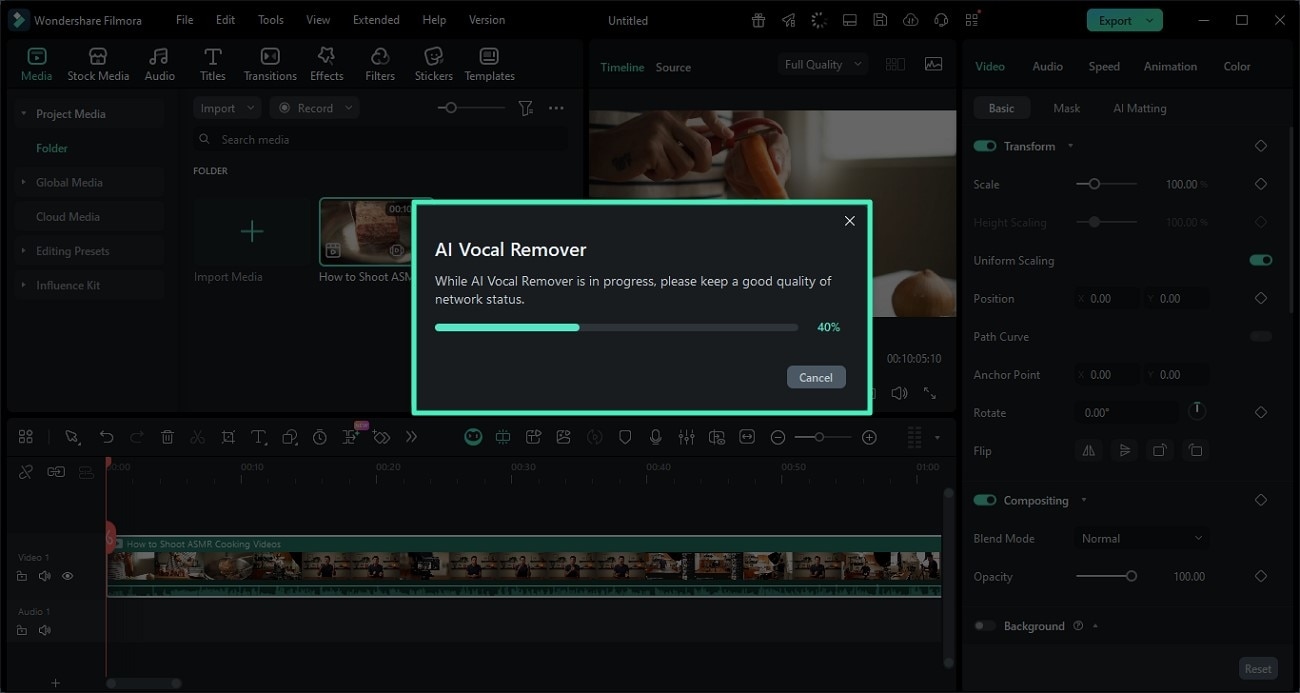 review audio extraction progress