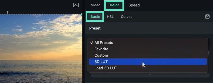 interfaccia opzioni mac 3D LUT