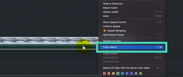 scrolling to find color match feature