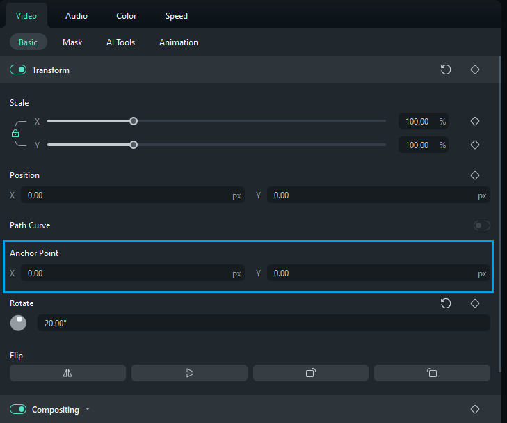 customize the anchor point position