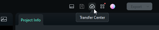 ikon transfer center pada filmora di mac