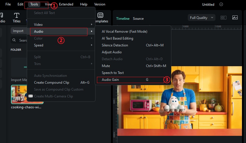 Access Audio Gain via Menu Method