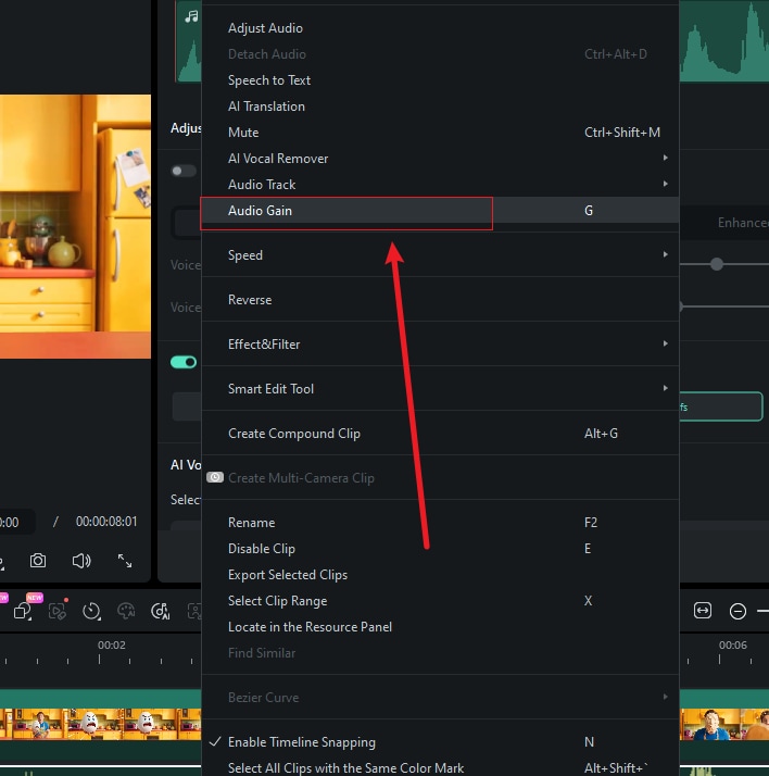 Access Audio Gain via Right-click Menu on Mac