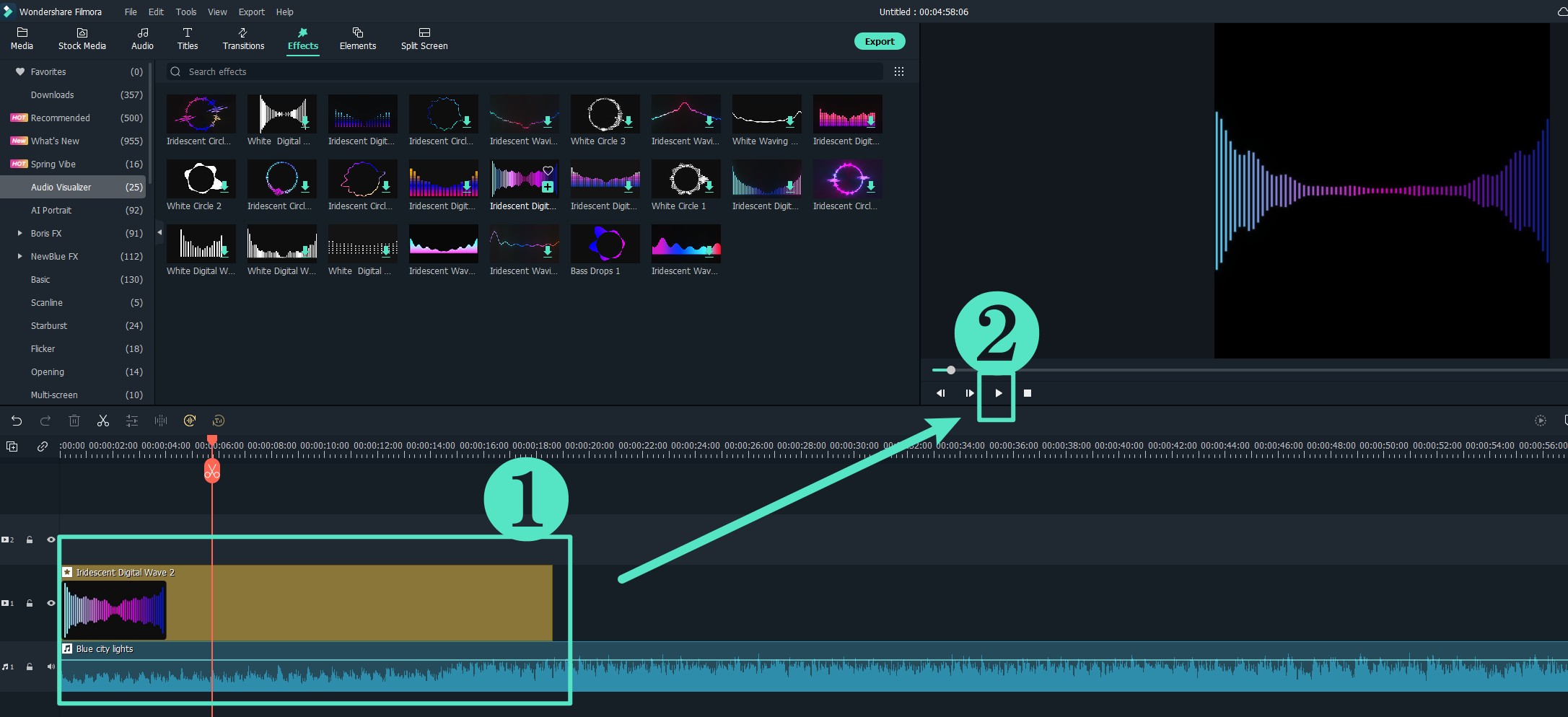  Faire glisser la particule du Visualiseur audio 