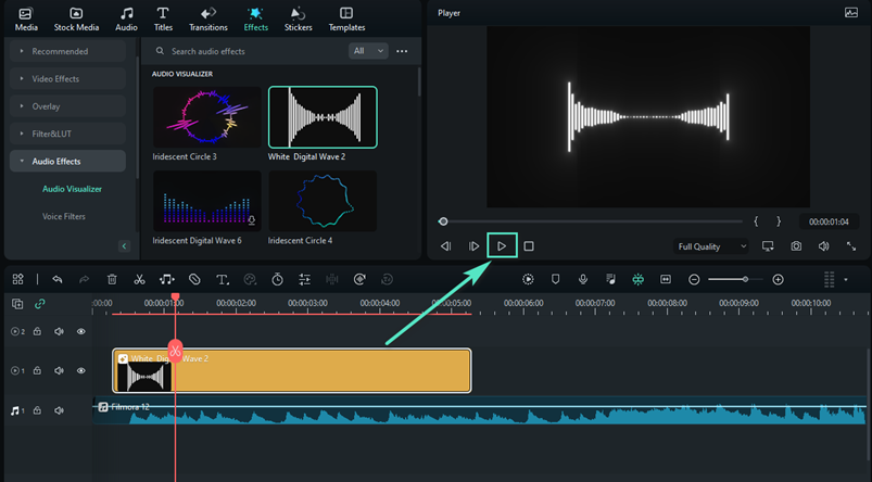 Arrastra la partícula del visualizador de audio 