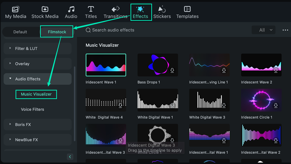 Audio Visualizer Effekt auf Mac