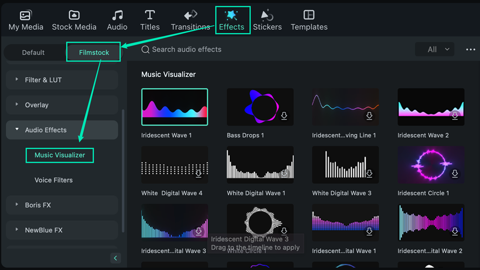  Effet Visualiseur audio sur Mac 