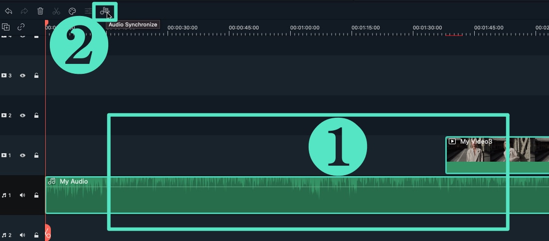 Sincronizzazione Audio dalla Barra degli Strumenti per Mac