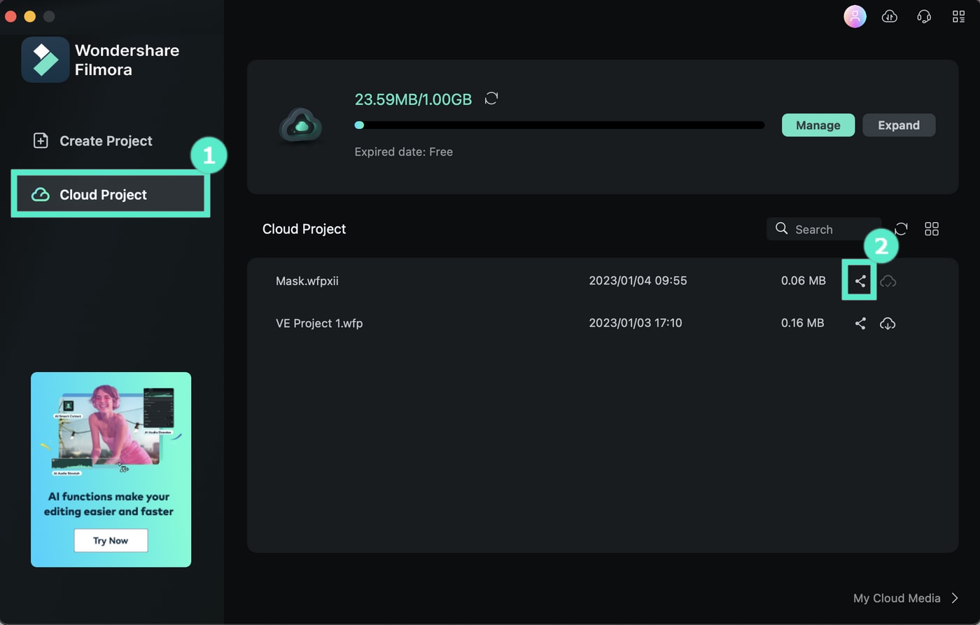 Como Usar o Serviço de Backup em Nuvem do Filmora