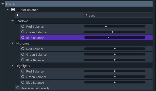 FilmoraPro Color Correction Effects