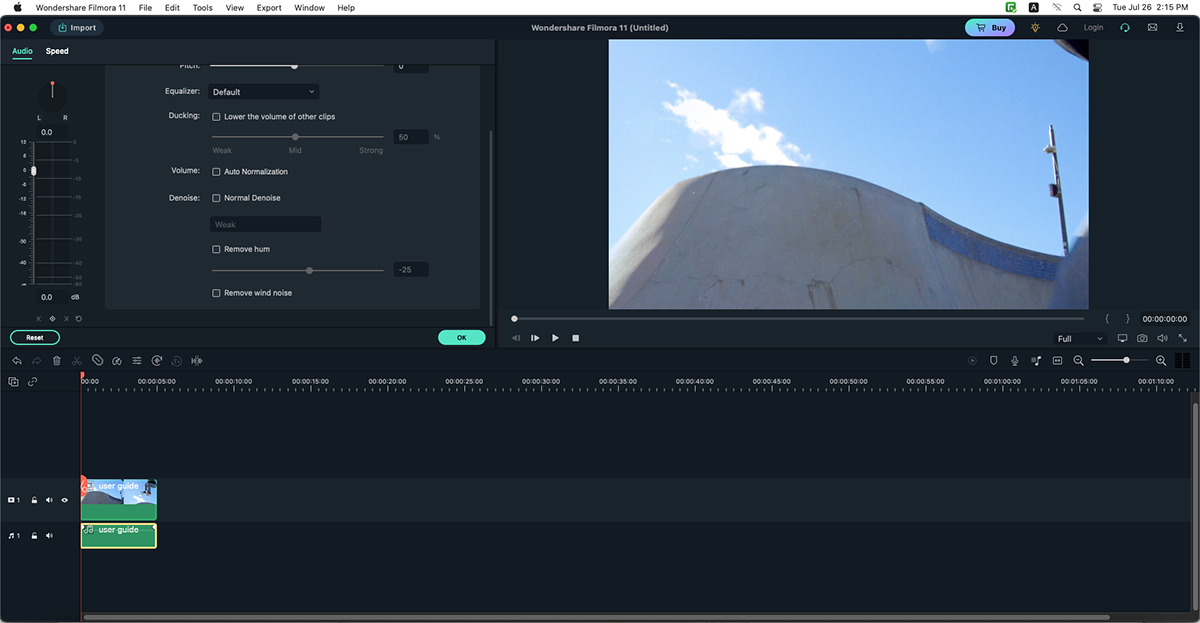 denoise audio filmora mac