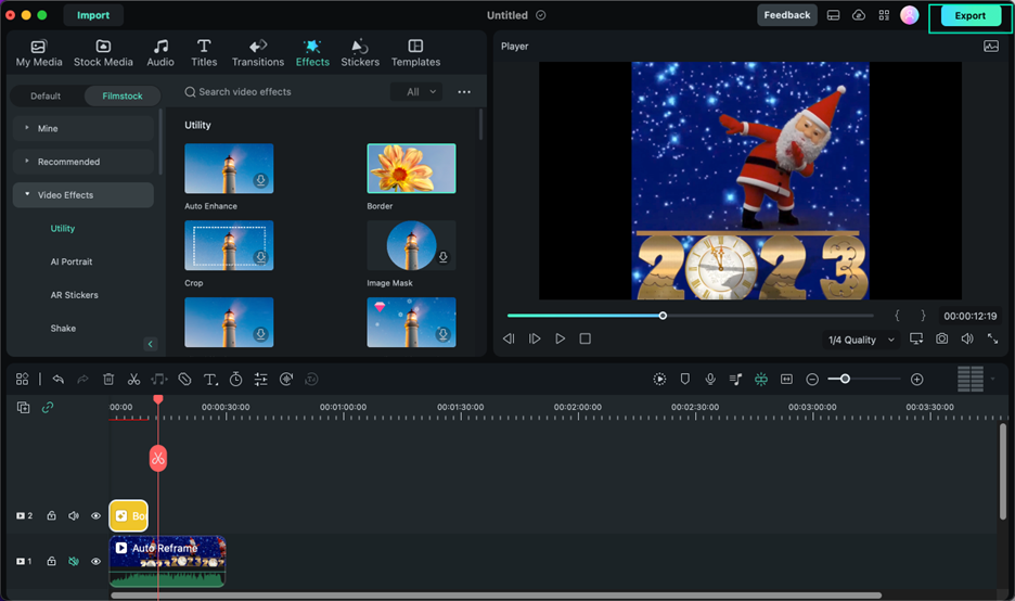 sunting video setelah proses reframe