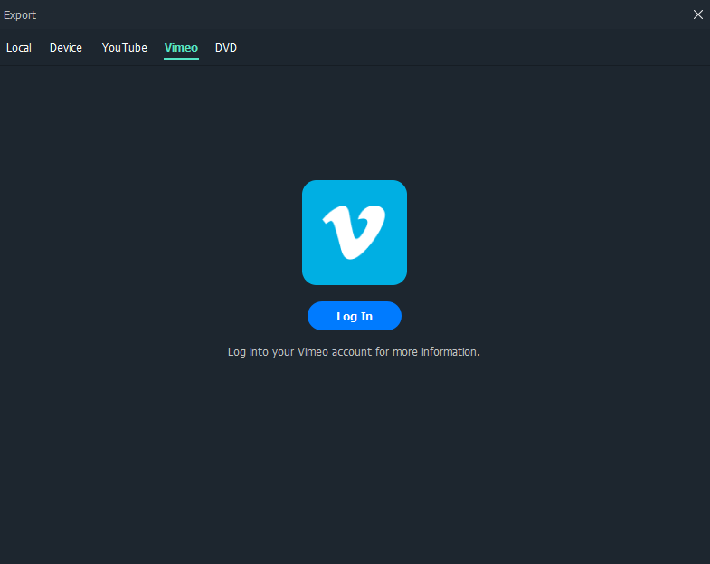 التصدير إلى vimeo