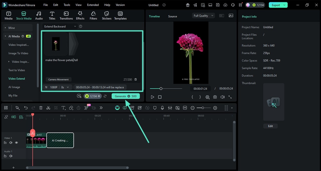 input prompt press generate