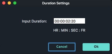 adjust duration in Filmora for Mac