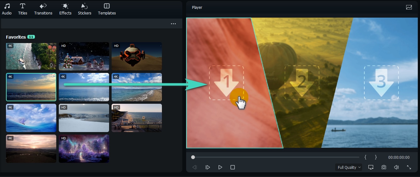 import clips to split screen