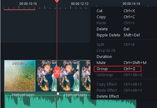   Filmora 9 Group clips 