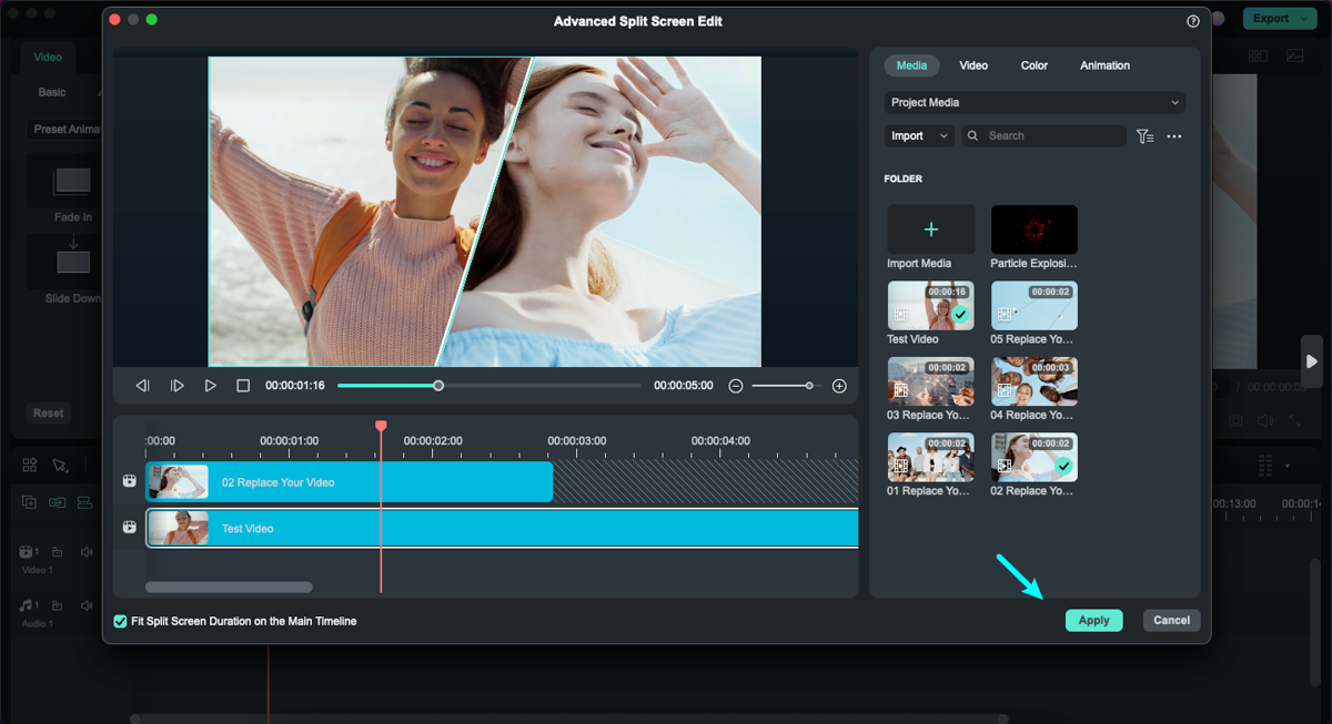 adjust single videos on advance editing panel