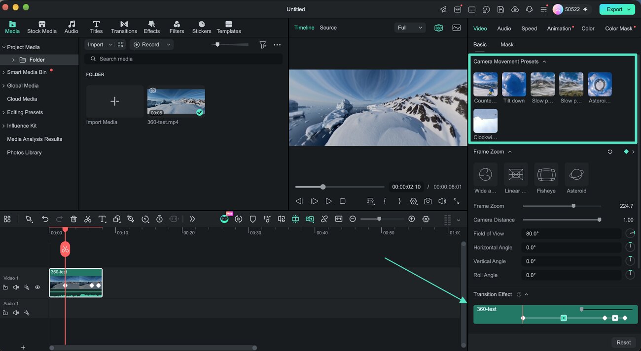 Use motion presets in the Basic section