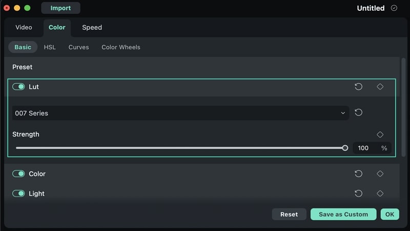 adjust luts settings