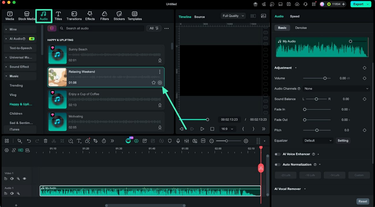 explore built in audio library