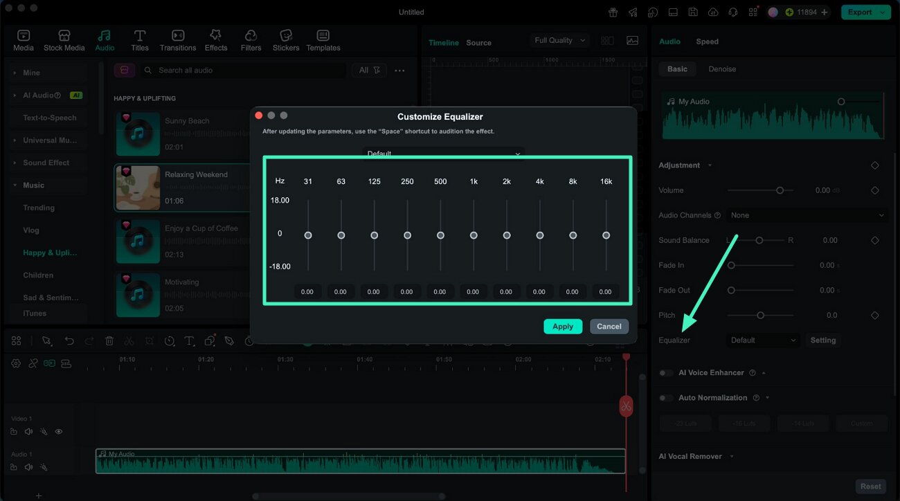customize equalizer settings