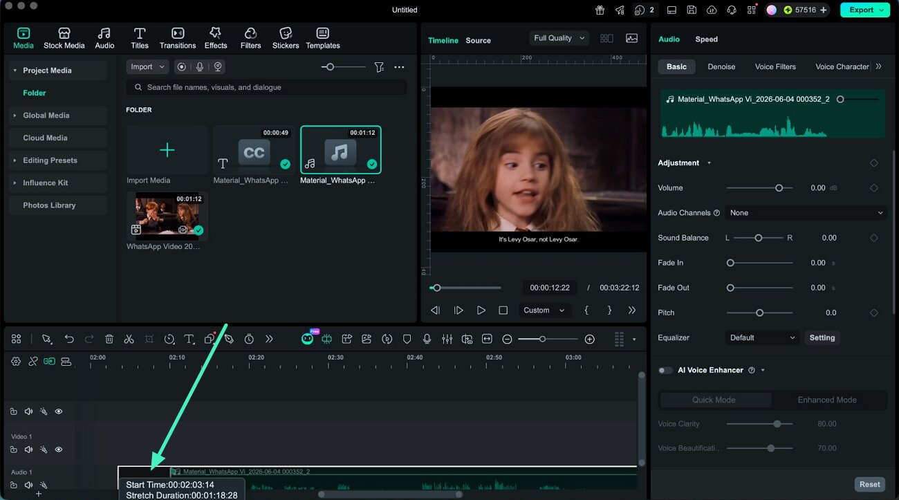 drag and stretch audio clip