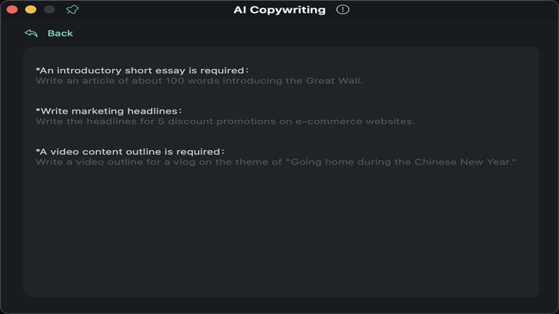 Check the ai copywriting requirements