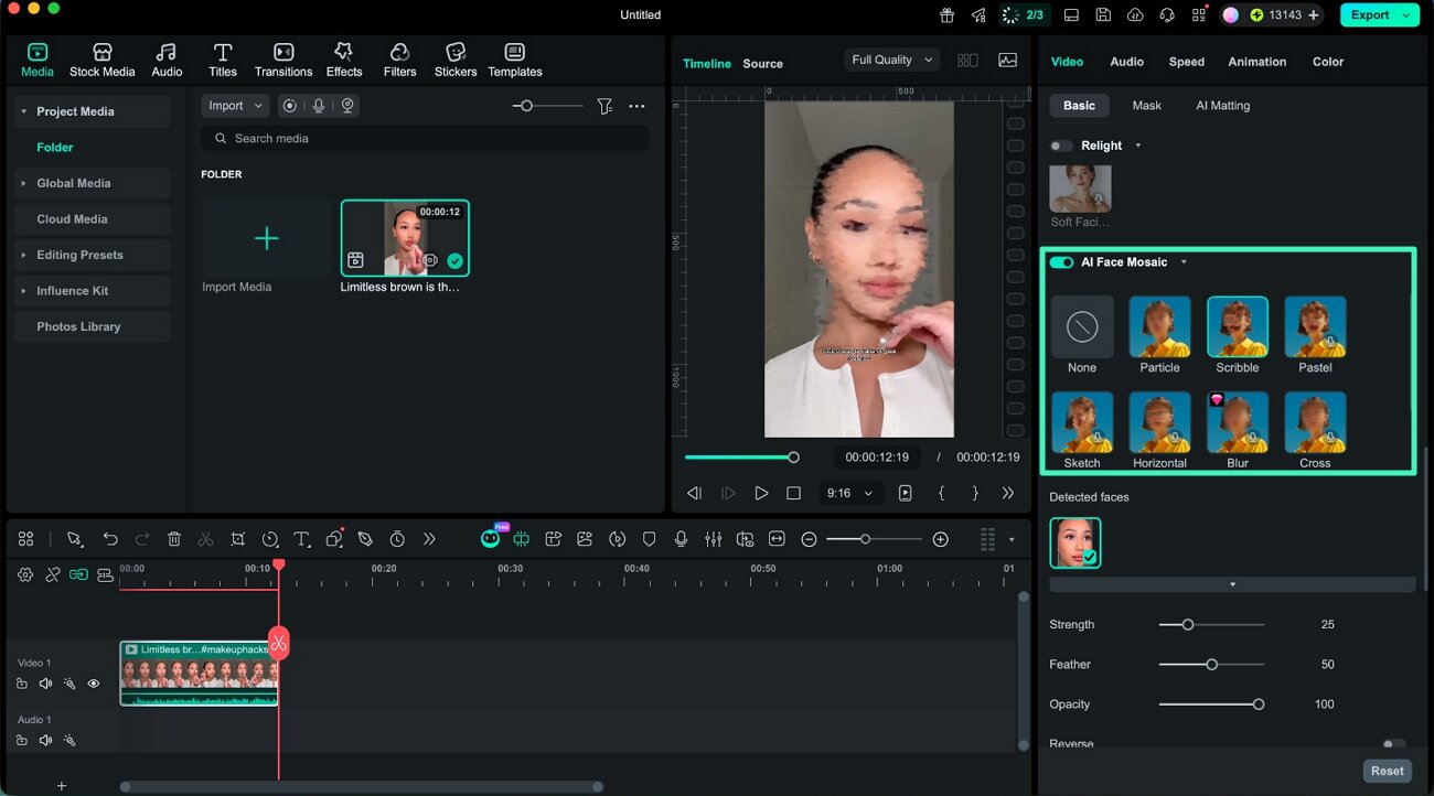 ai detect faces apply blur effect