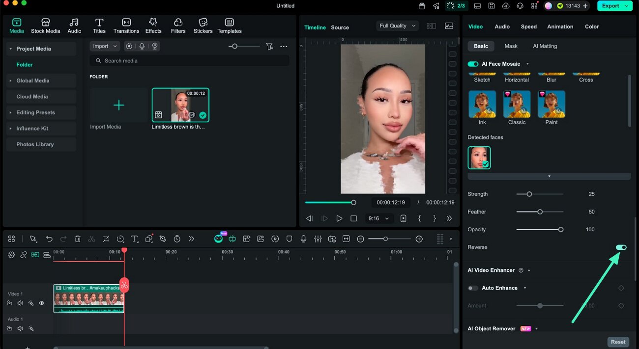 enable invert mosaic background effect