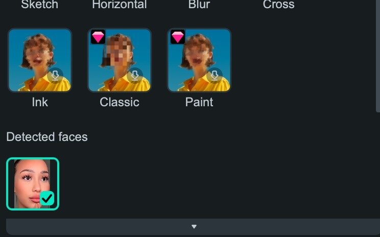 manage selected faces mosaic effect