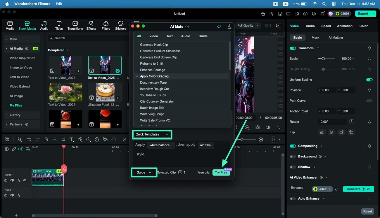 choose template or type command mac