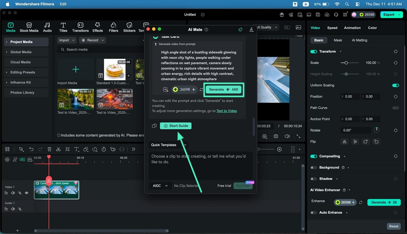 preview results and start generation mac