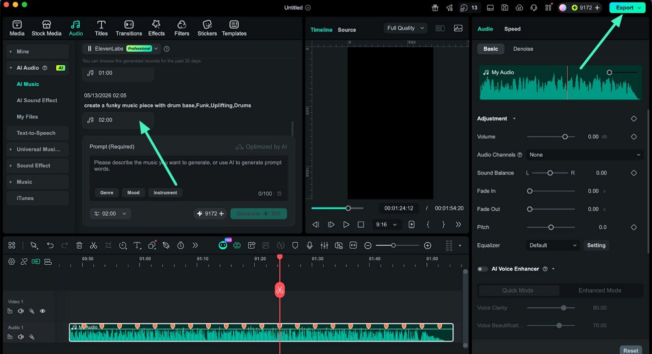 refine and export ai generated soundtrack