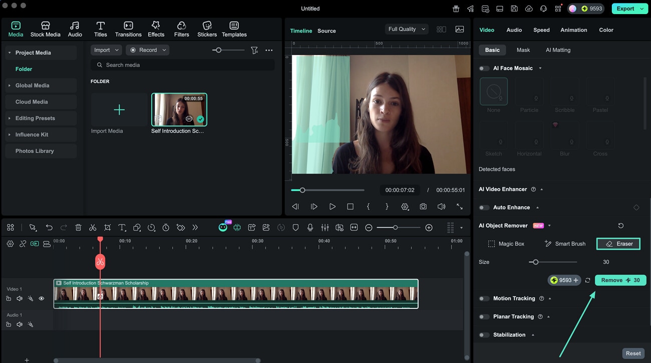 use eraser to remove object