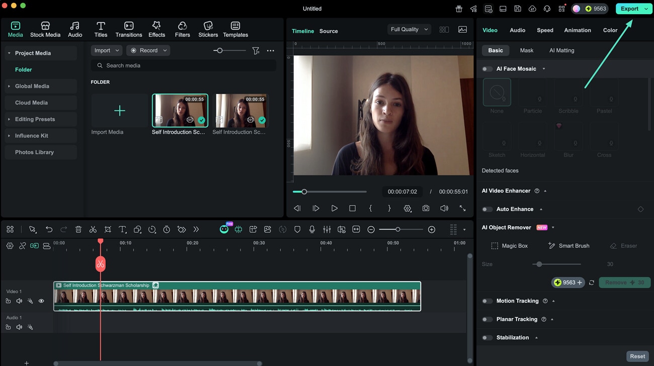 click export to save video