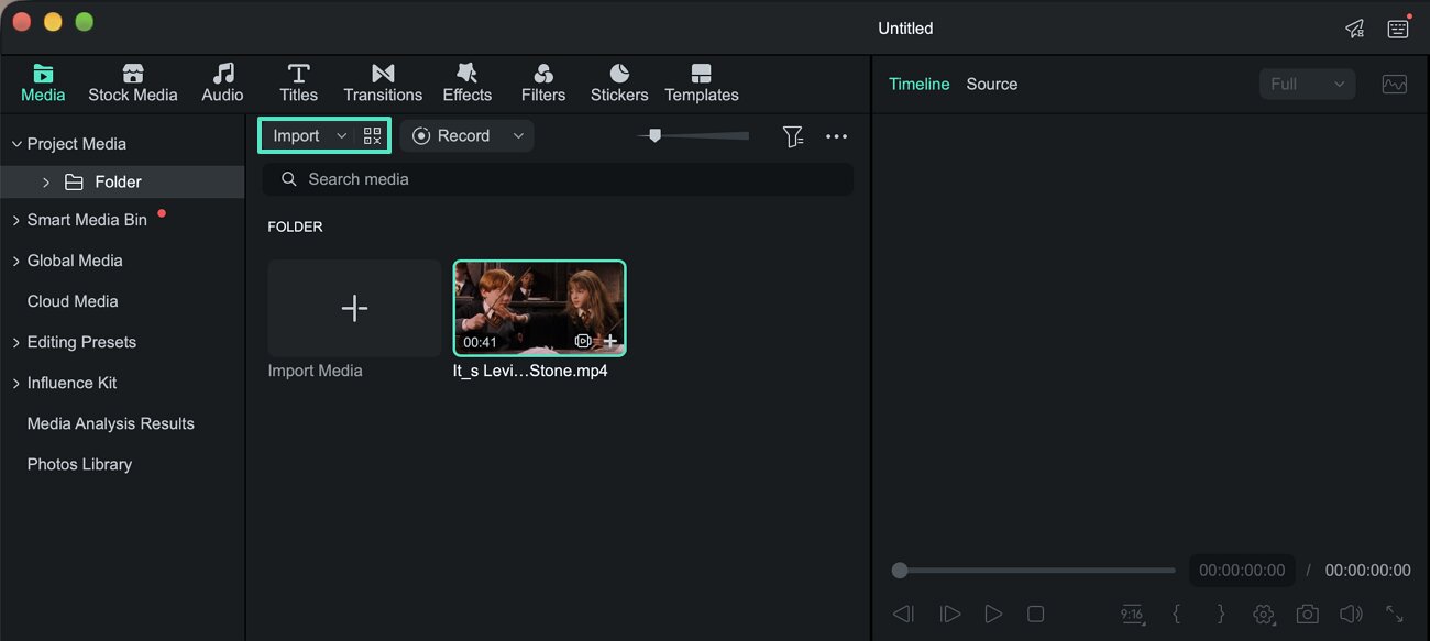 import clip to filmora