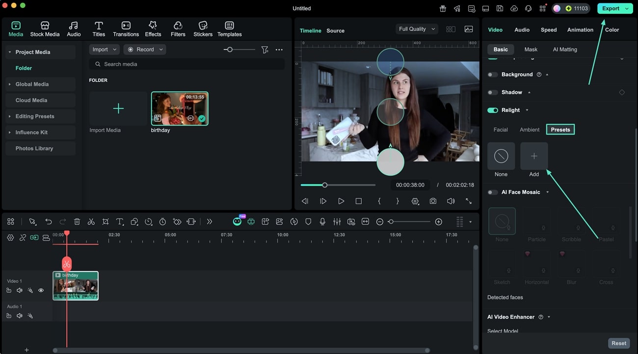 create presets and save video