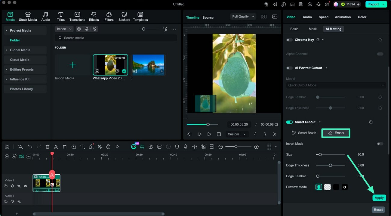 refine video cutout selection mac