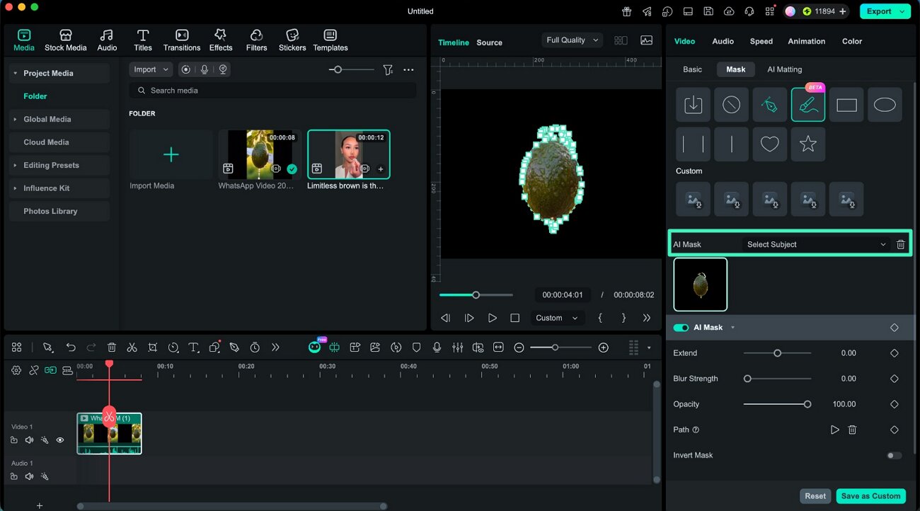 select subject ai mask mac